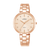 Damenuhr Lorus mit roségoldfarbenem Armband und rundem Zifferblatt, Strichindizes