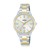 Lorus Damenarmbanduhr mit goldfarbenen Akzenten, Zifferblatt weiß, Edelstahlband