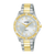 Lorus Damenuhr mit weißem Zifferblatt, gold/silberfarbenem Edelstahlband, Mineralglas
