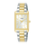 Lorus Damenarmbanduhr mit rechteckigem Zifferblatt und zweifarbigem Edelstahlarmband, Mineralglas