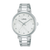 Lorus Damenarmbanduhr mit silbernem Edelstahlarmband und Mineralglas, weißes Zifferblatt