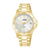 Goldfarbene Damenarmbanduhr von LORUS mit weißem Zifferblatt und Datumsanzeige