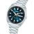 Herren-Armbanduhr mit Edelstahlarmband, tealfarbenem Zifferblatt und Mineralglas