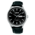 Herrenarmbanduhr Lorus mit schwarzem Lederband und schwarzem Zifferblatt, Analog, Datumsanzeige