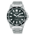 Herrenuhr mit schwarzem Zifferblatt, Tages-/Datumsanzeige und Edelstahlband