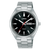Lorus Herrenarmbanduhr: schwarzes Zifferblatt, Stahlband, Datumsanzeige „MON 8“