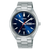 Lorus Herrenarmbanduhr mit silbernem Metallband, dunkelblauem Zifferblatt und Datumsanzeige