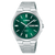 Lorus Herrenarmbanduhr mit dunkelgrünem Zifferblatt und Edelstahlarmband, Mineralglas