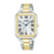 Zweifarbige Damenarmbanduhr mit weißem Zifferblatt und Metallband (gold/silber)