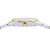 Lorus Armbanduhr-Oberseite mit Krone, silbernes Edelstahlgehäuse und goldfarbene Lünette