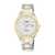 Lorus Damenarmbanduhr: weißes Zifferblatt, Saphirglas, Edelstahl silbern mit goldenen Akzenten