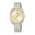 Damenarmbanduhr Lorus mit beigem Zifferblatt, zweifarbigem Edelstahlband und Mineralglas