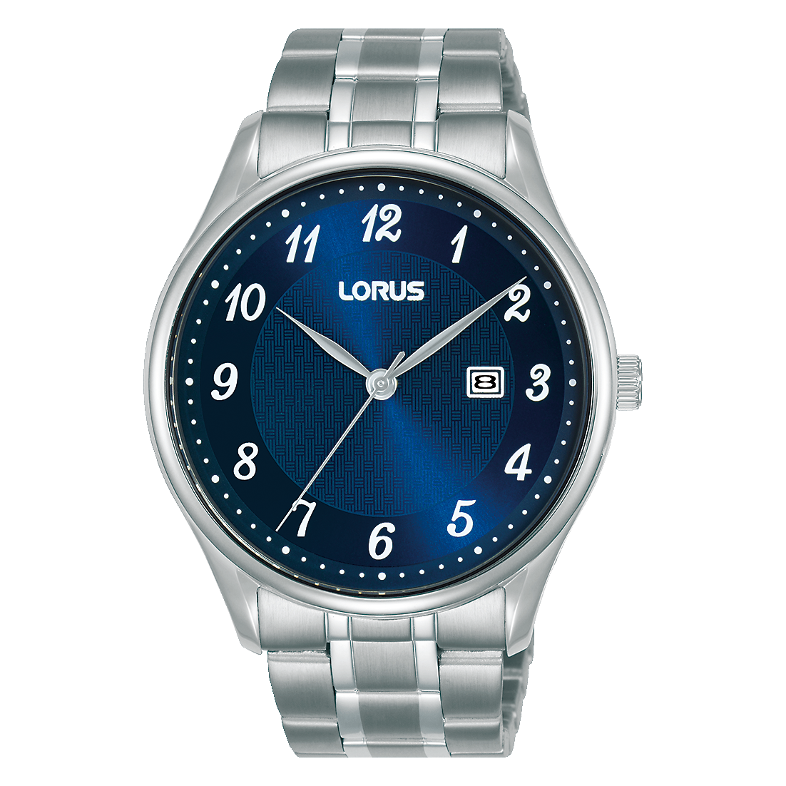 Herrenarmbanduhr Lorus Classic mit dunkelblauem Zifferblatt und Edelstahlband, Mineralglas