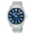 Herren-Armbanduhr mit Edelstahlband, blauem Zifferblatt, Mineralglas und Datum bei 3
