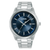 Herrenarmbanduhr LORUS mit blauem Zifferblatt und Edelstahlarmband, runde Zeitanzeige