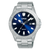 Lorus Sport-Herrenuhr mit blauem Zifferblatt und Edelstahlarmband, analog, Mineralglas