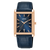 Herrenarmbanduhr mit dunkelblauem Lederband, blauem Zifferblatt und analoger Anzeige, Mineralglas