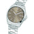 Herrenarmbanduhr mit silbernem Metallband, braunem Zifferblatt und Indexmarkierungen, 10 bar
