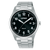 Herrenarmbanduhr Lorus Sport mit Edelstahlband, schwarzem Zifferblatt und Mineralglas