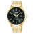 Lorus Herrenuhr mit schwarzem Zifferblatt und goldfarbenem Edelstahlarmband
