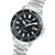 Lorus Sport Armbanduhr, schwarzes Zifferblatt mit Indexen und silbernem Edelstahlband