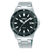 Lorus Sport Armbanduhr mit schwarzem Zifferblatt und silbernem Metallarmband, 10bar