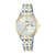 Lorus Damenarmbanduhr mit zweifarbigem Edelstahlband, weißem Zifferblatt und Mineralglas