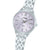 Damen-Armbanduhr mit Edelstahlarmband, lila Zifferblatt, Datumsanzeige und Zeigern