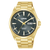 Herrenautomatik-Uhr von Lorus mit goldfarbenem Edelstahlarmband und dunklem Zifferblatt
