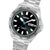 Herren-Armbanduhr mit schwarzem Zifferblatt, Stahlarmband und Leuchtindexen