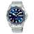 Herrenarmbanduhr mit dunkelblauem Zifferblatt, Datumsfenster „MON 8“ und silbernem Metallband