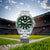 Herrenarmbanduhr mit grünem Zifferblatt, Automatik, Datum/Wochentag, Edelstahlband