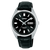 Lorus Herrenuhr mit schwarzem Zifferblatt, Automatik, Datum-/Wochentaganzeige und Lederarmband