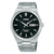 Automatik-Herrenarmbanduhr mit Edelstahlband, dunklem Zifferblatt und Datumsfenster (MON)
