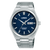Herrenarmbanduhr mit dunkelblauem Zifferblatt, Automatik, Datums- und Wochentaganzeige, Stahlband