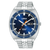 Herren-Armbanduhr mit dunkelblauem Zifferblatt, silbernem Edelstahlband und Datumsanzeige