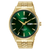 Lorus Herrenuhr mit dunkelgrünem Zifferblatt, goldfarbener Edelstahlarmband und Datumsanzeige