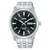 Herrenarmbanduhr mit schwarzem Zifferblatt, Edelstahlband, Datumsanzeige, Automatik