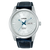 Herrenuhr LORUS mit silbernem Gehäuse, blauem Lederband, weißem Zifferblatt, Datum