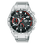 Herrenarmbanduhr mit Chronograph, schwarzem Zifferblatt, silbernem Metallband und Tachymeter-Lünette