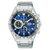 Lorus Herren-Chronograph-Armbanduhr mit blauem Zifferblatt, Mineralglas und Stahlband
