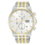 Lorus Herrenarmbanduhr mit Chronograph, weißem Zifferblatt und zweifarbigem Metallband