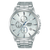 Herren-Chronograph-Armbanduhr mit silbernem Metallband und weißem Zifferblatt