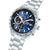Herren-Chronograph mit dunkelblauem Zifferblatt und Chronografen-Subdials, Edelstahlarmband