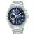 Herren-Chronograph mit dunkelblauem Zifferblatt und Tachymeter, Edelstahlarmband