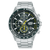 Lorus Sports Herrenuhr mit Chronograph, schwarzem Zifferblatt und Tachymeter, Edelstahlband