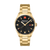 Herrenarmbanduhr Swiss Military Hanowa mit goldenem Metallband und schwarzem Zifferblatt