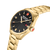 Herrenarmbanduhr Swiss Military Hanowa, goldfarbenes Gehäuse und schwarzes Zifferblatt im Detail