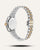 Mockberg Royal Armbanduhr Seitenansicht mit bicolor Edelstahlband und goldener Krone.