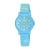 Kinderarmbanduhr Lorus blau, rundes Zifferblatt mit gelben Zeigern, Band mit bunten Motiven